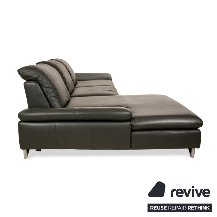 Willi Schillig Taoo Leder Ecksofa Sofa Couch Grau Recamiere Links manuelle Funktion