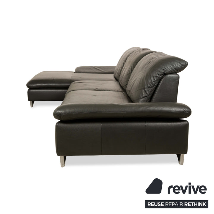Willi Schillig Taoo Leder Ecksofa Sofa Couch Grau Recamiere Links manuelle Funktion