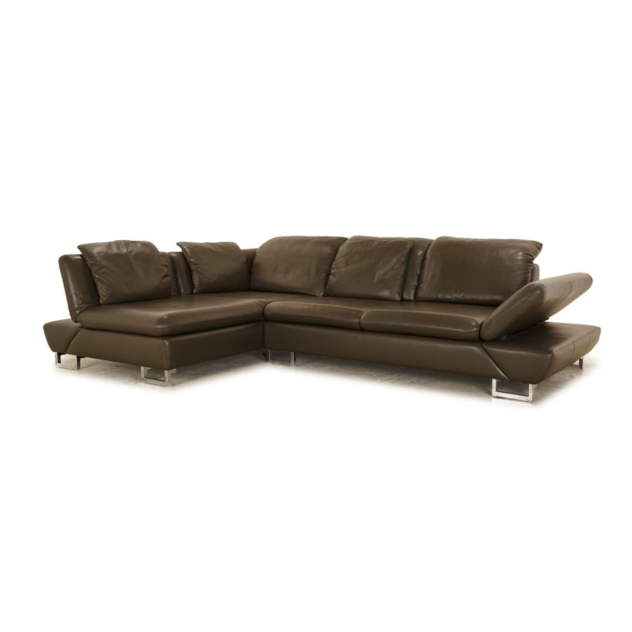 Willi Schillig Taoo leather corner sofa taupe brown manual function sofa couch