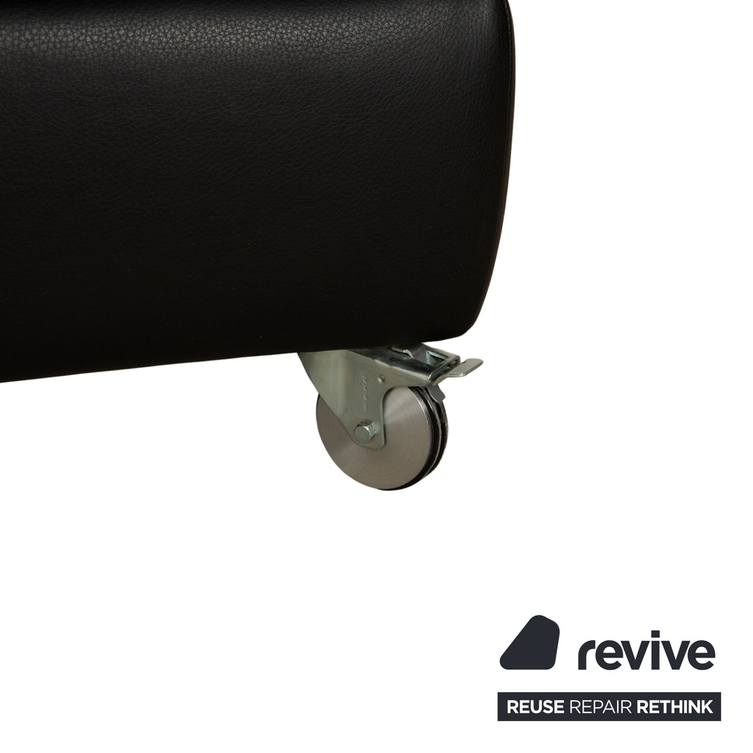 Tabouret en cuir noir Willi Schillig Taoo avec compartiment de rangement