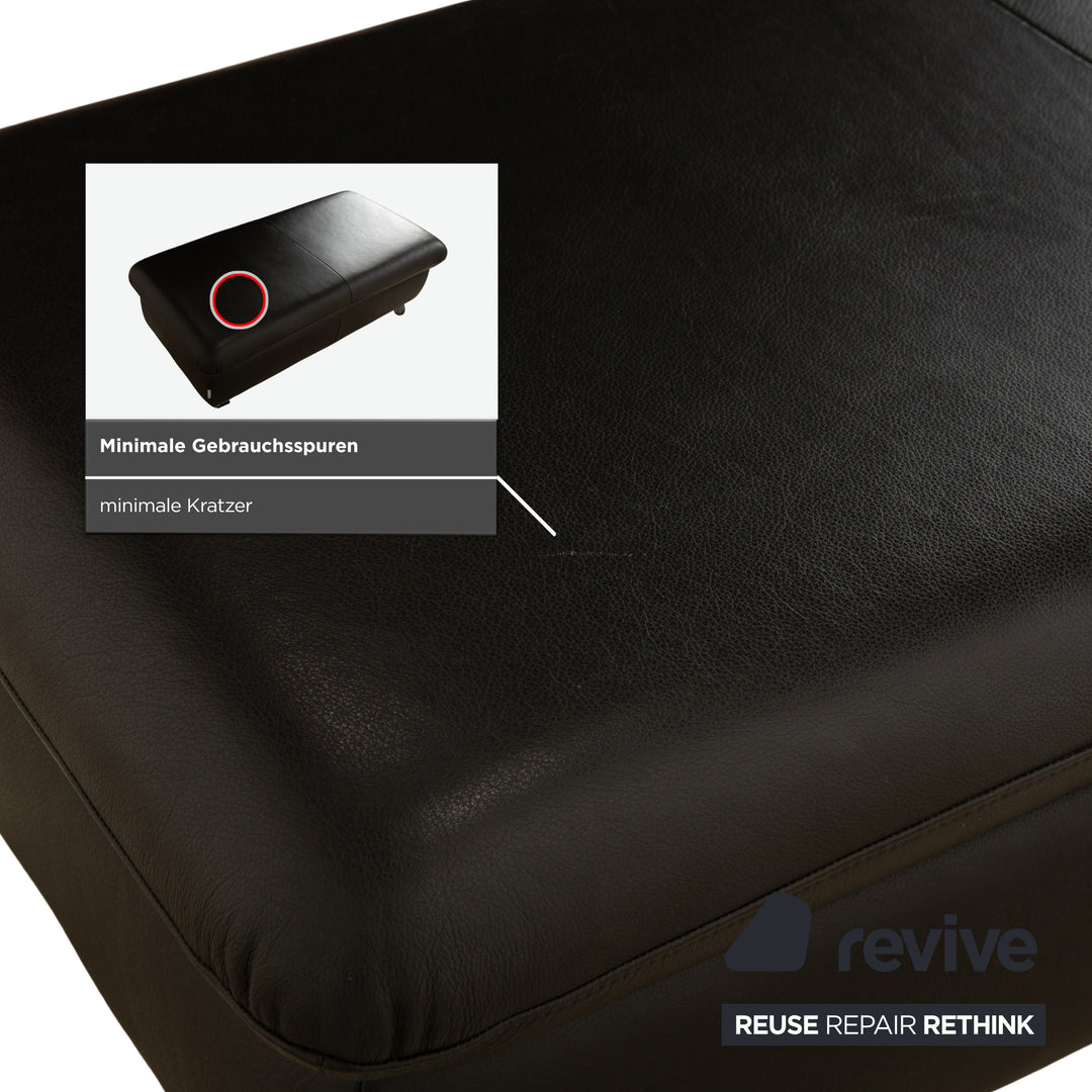 Tabouret en cuir noir Willi Schillig Taoo avec compartiment de rangement