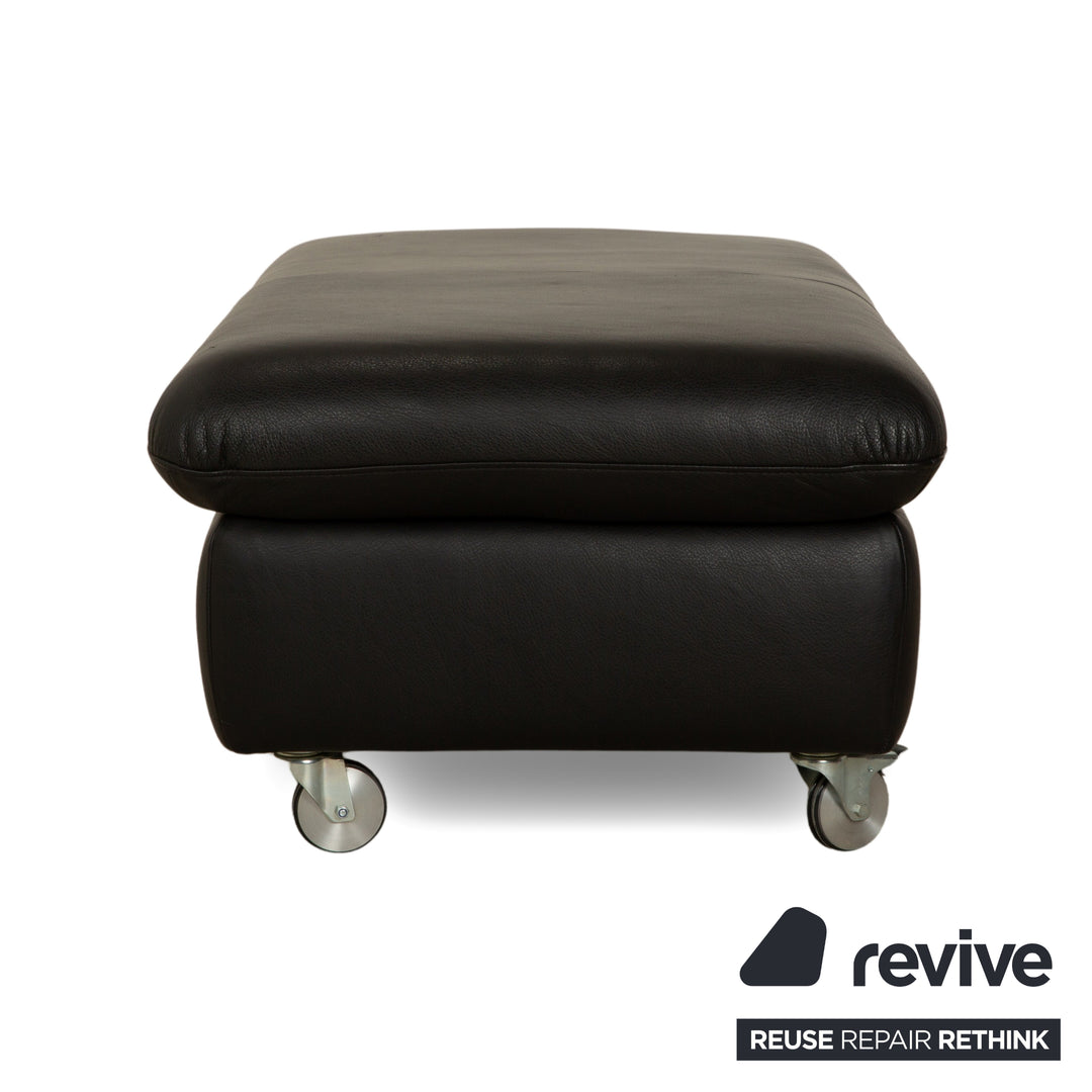 Tabouret en cuir noir Willi Schillig Taoo avec compartiment de rangement