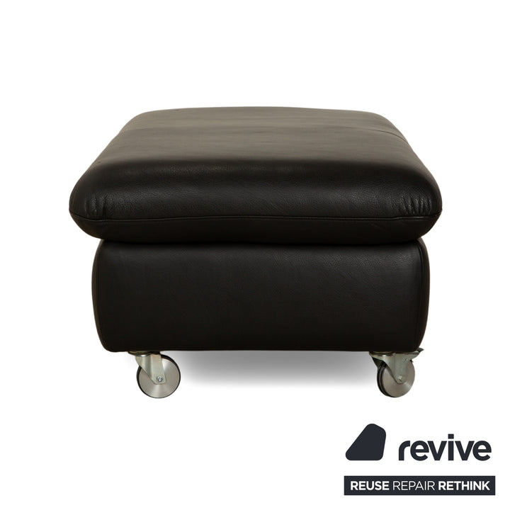 Tabouret en cuir noir Willi Schillig Taoo avec compartiment de rangement