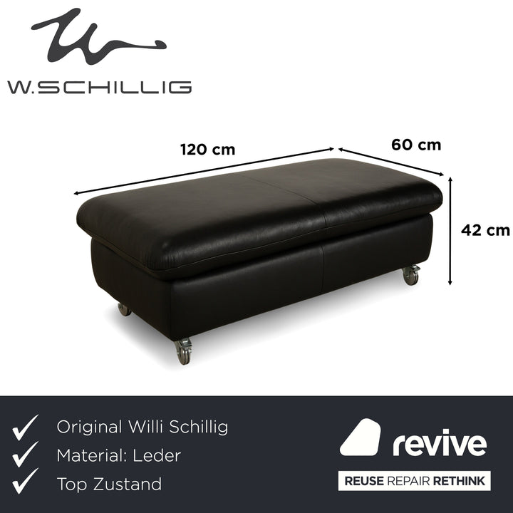 Willi Schillig Taoo Leder Hocker Schwarz Staufach