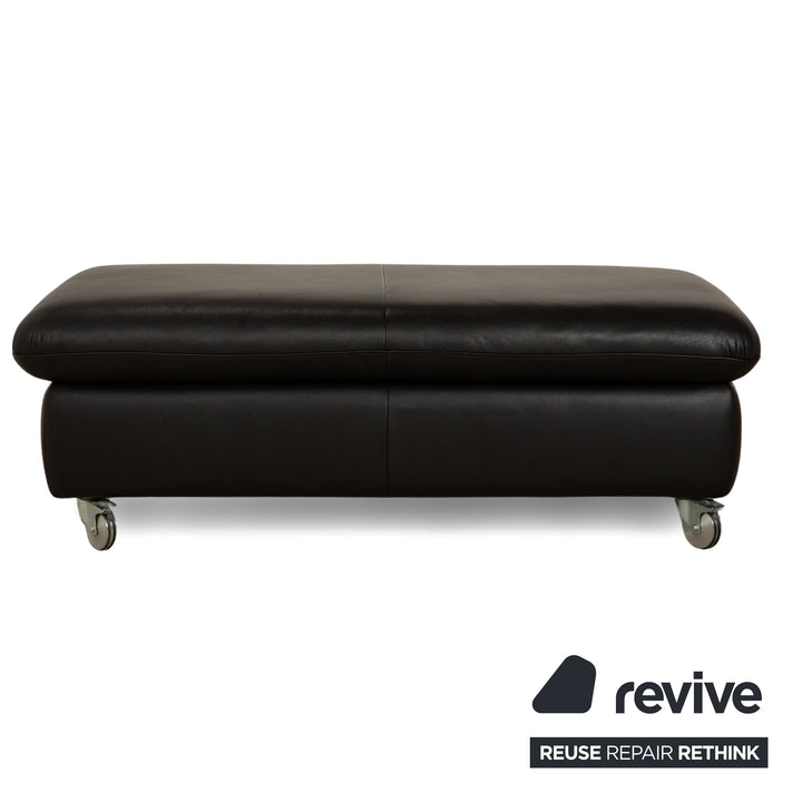 Tabouret en cuir noir Willi Schillig Taoo avec compartiment de rangement