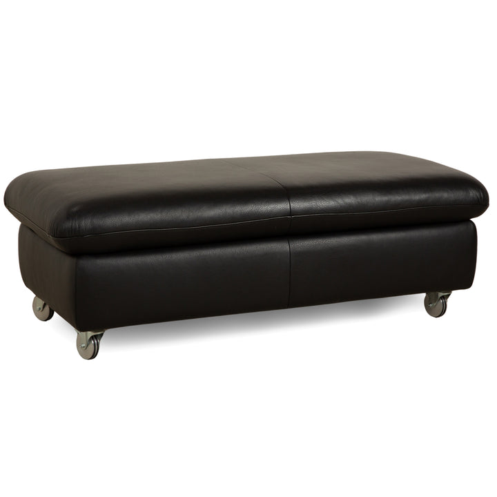 Willi Schillig Taoo Leder Hocker Schwarz Staufach