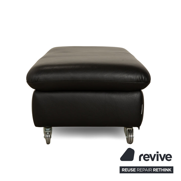 Tabouret en cuir noir Willi Schillig Taoo avec compartiment de rangement