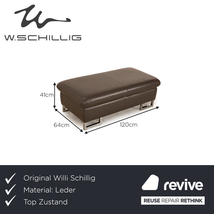 Willi Schillig Taoo Leder Hocker Taupe Braun manuelle Funktion Staufach