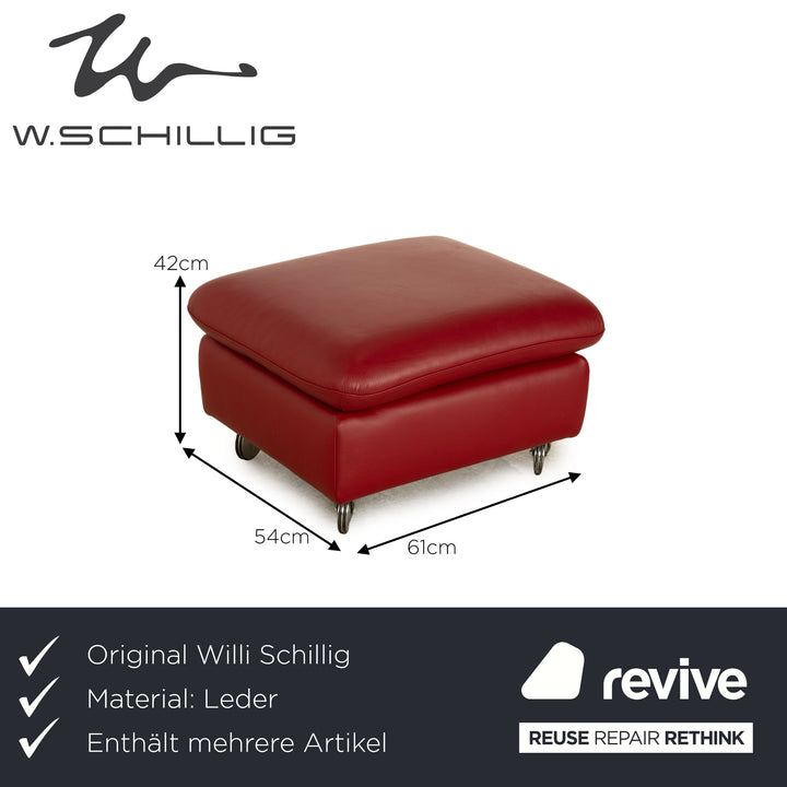 Willi Schillig Taoo Leder Sofa Garnitur Rot Hocker Ecksofa manuelle Funktion Recamiere Links Sofa Couch