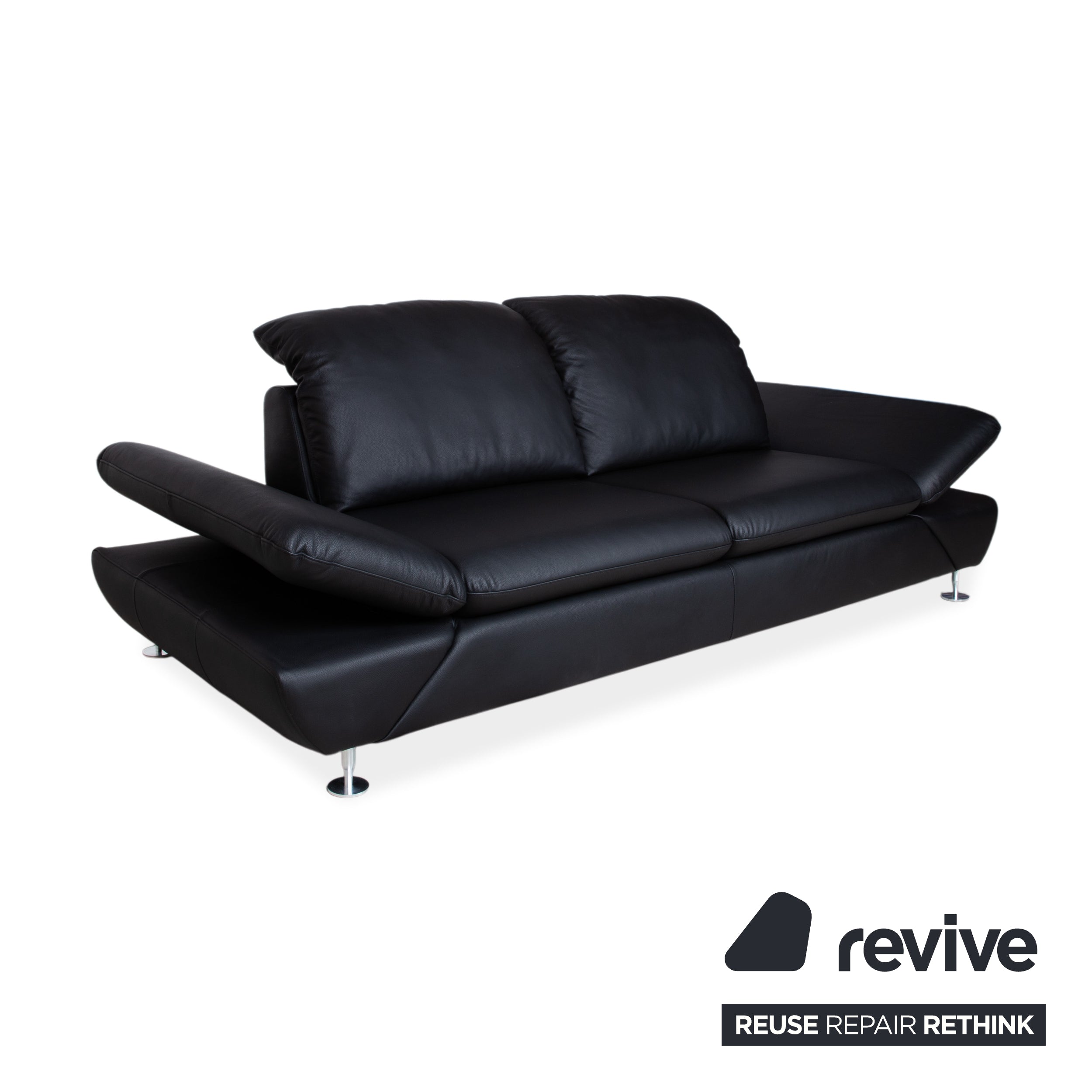 Willi Schillig Taoo Leder Zweisitzer Schwarz Sofa Couch manuelle Funktion