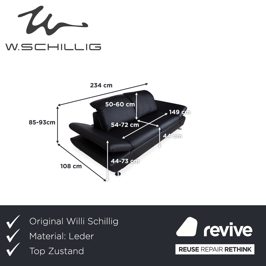 Willi Schillig Taoo Leder Zweisitzer Schwarz Sofa Couch manuelle Funktion