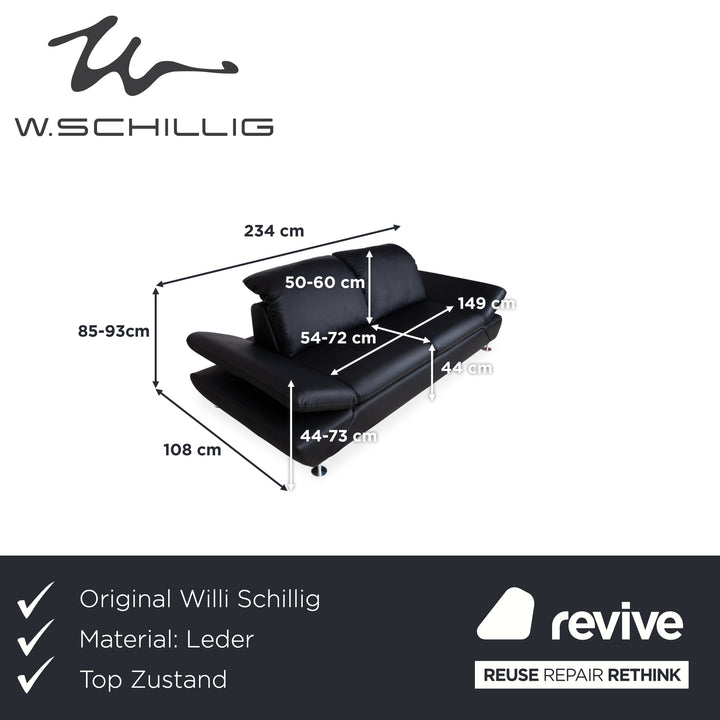 Willi Schillig Taoo Leder Zweisitzer Schwarz Sofa Couch manuelle Funktion