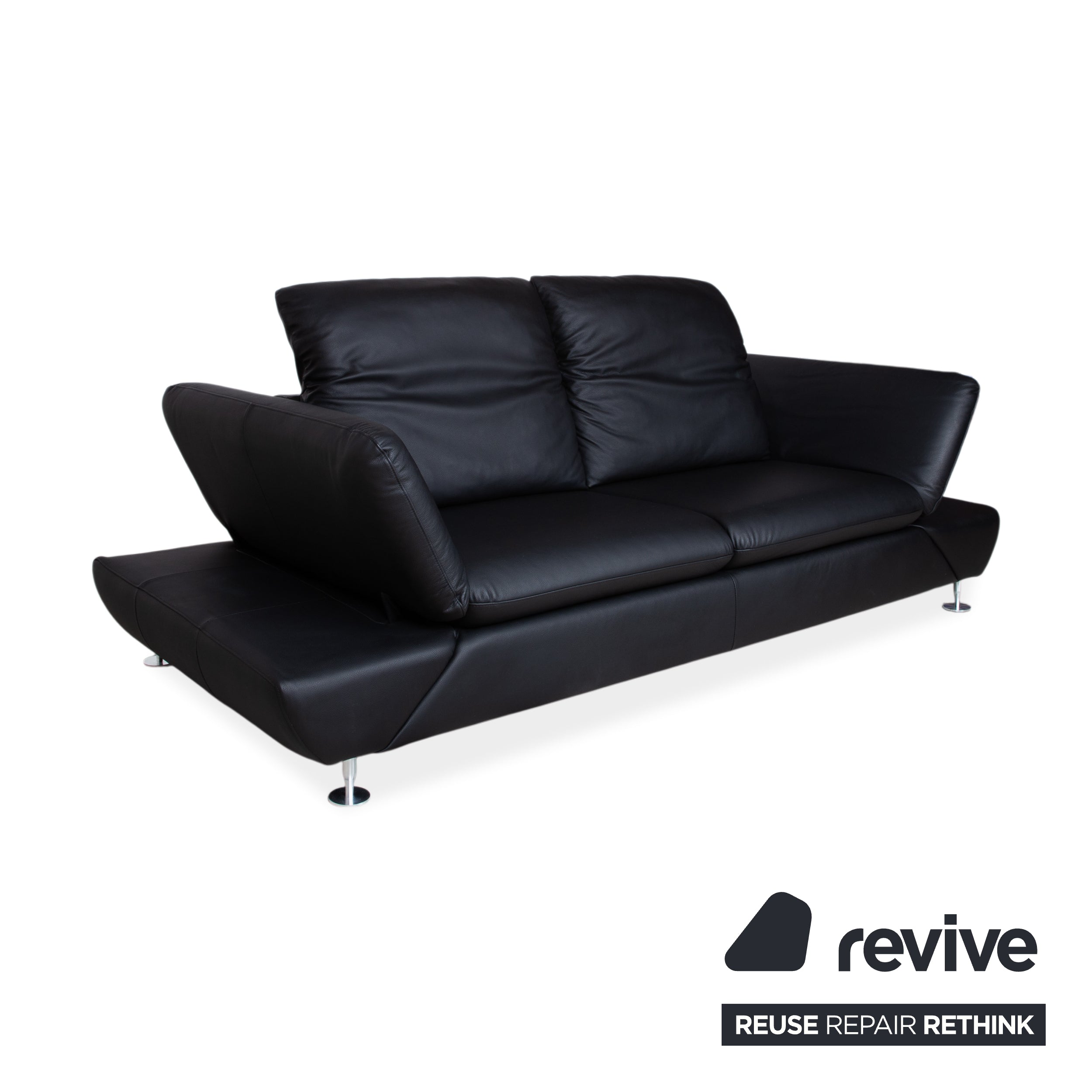 Willi Schillig Taoo Leder Zweisitzer Schwarz Sofa Couch manuelle Funktion