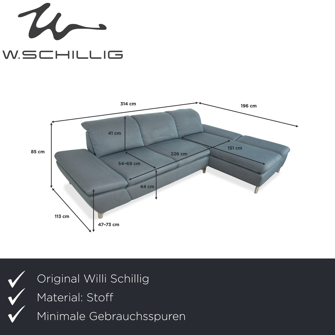 Willi Schillig Taoo Stoff Ecksofa Blau Grau manuelle Funktion Sofa Couch