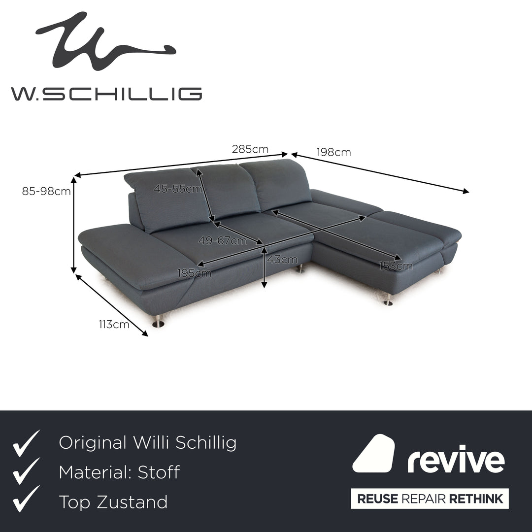 Willi Schillig Taoo fabric corner sofa blue chaise longue right manual function