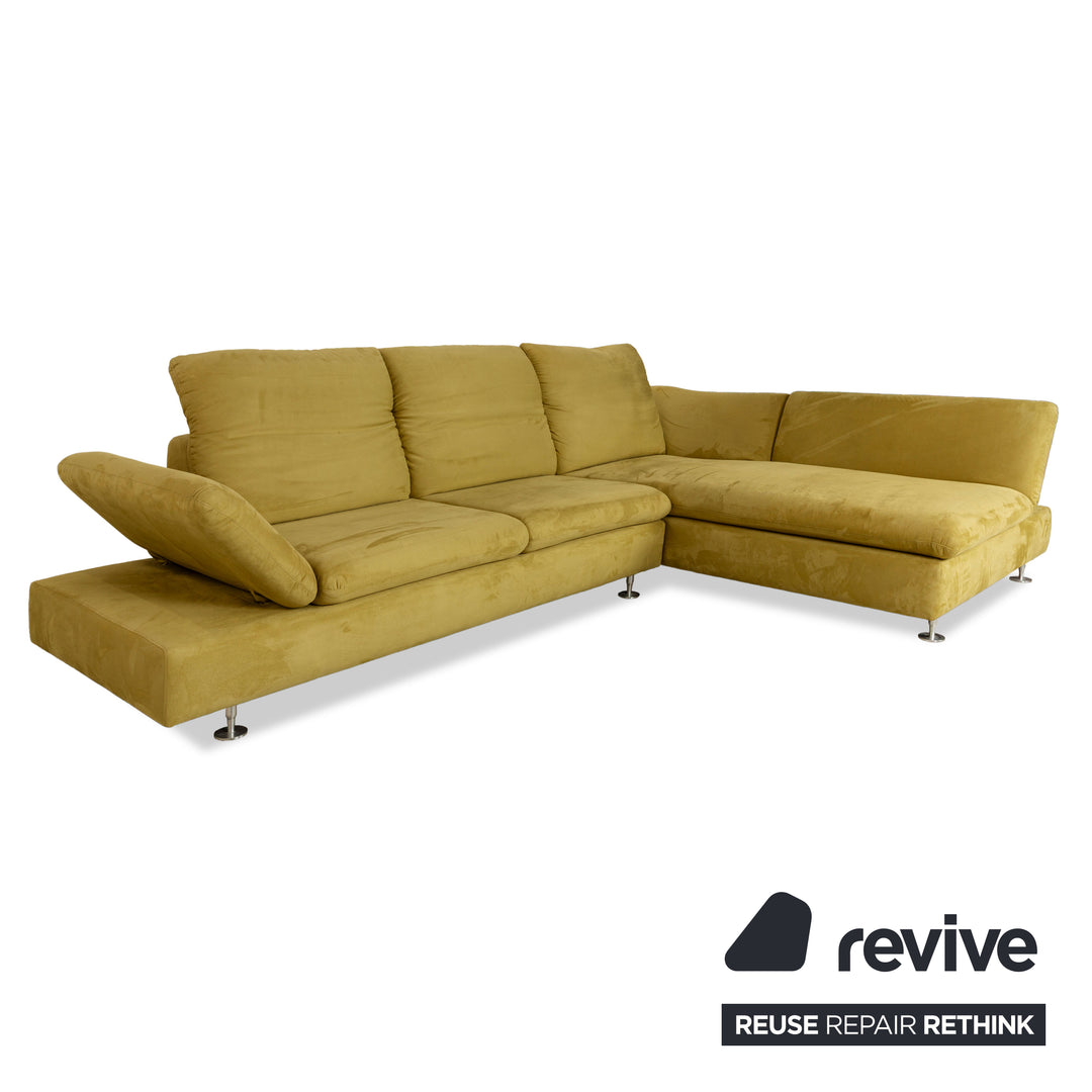 Willi Schillig Taoo Stoff Ecksofa Gelbgrün manuelle Funktion Sofa Couch