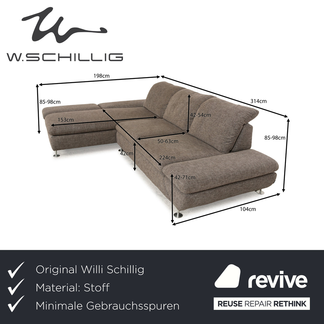 Willi Schillig Taoo fabric corner sofa grey chaise longue left manual function sofa couch