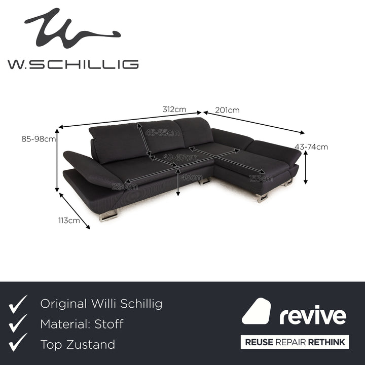 Willi Schillig Taoo Fabric Corner Sofa Gray Recamiere Right Manual Function Sofa Couch