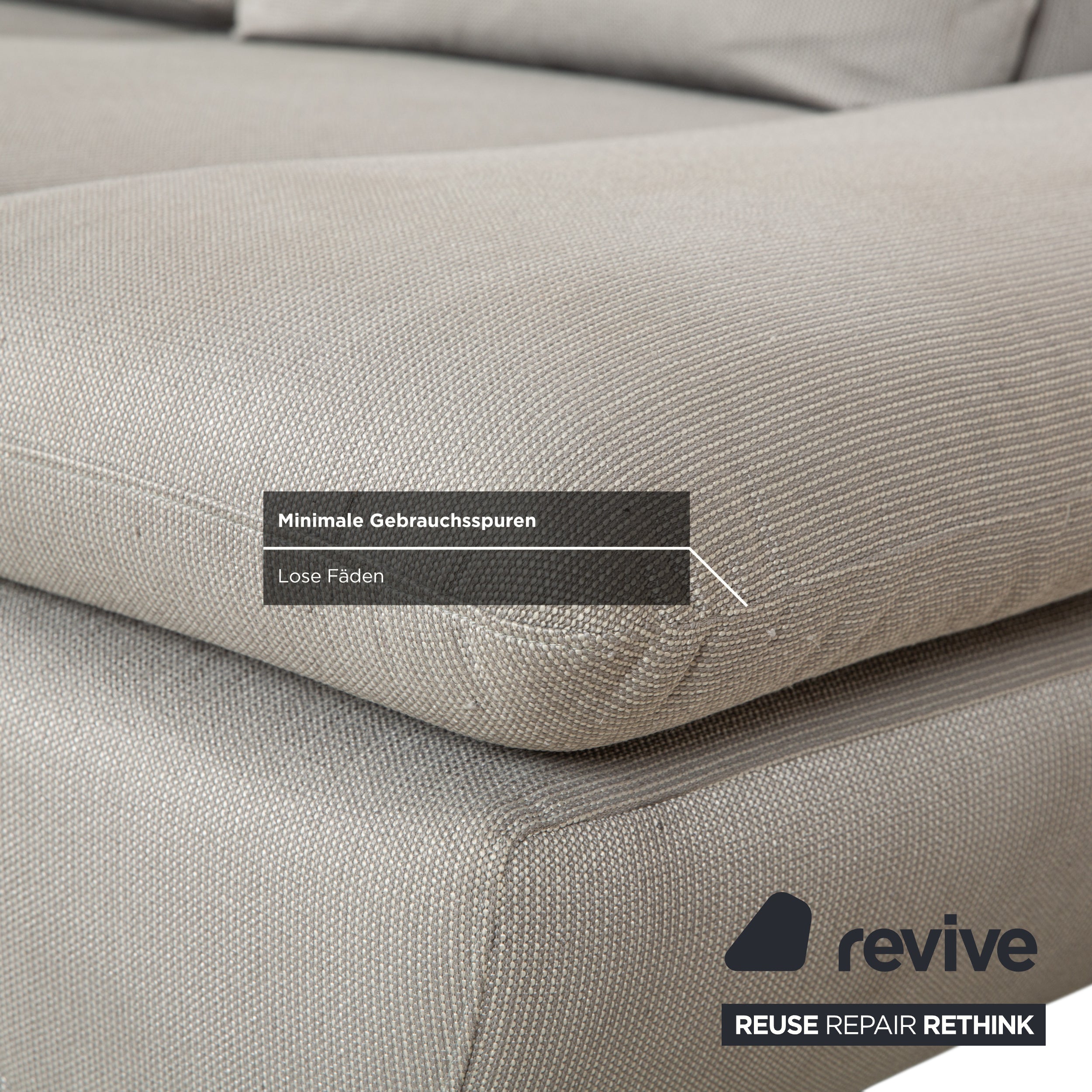 Canapé d'angle en tissu gris Willi Schillig Taoo, fonction manuelle