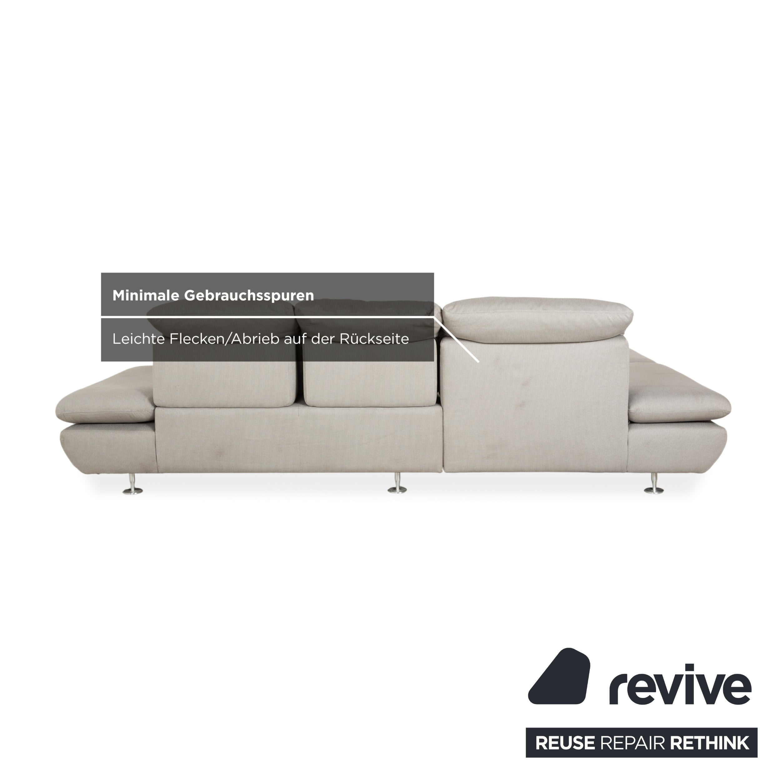 Canapé d'angle en tissu gris Willi Schillig Taoo, fonction manuelle