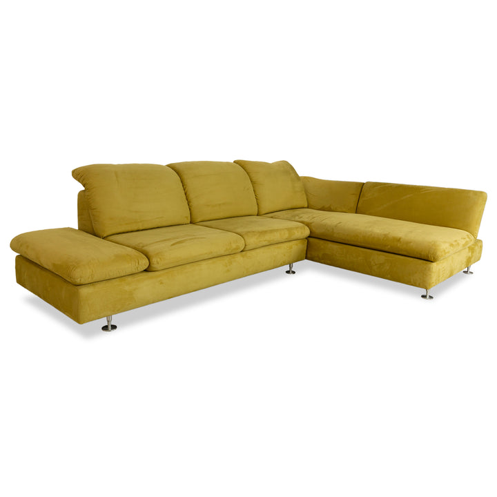 Willi Schillig Taoo Stoff Ecksofa Gelbgrün manuelle Funktion Sofa Couch