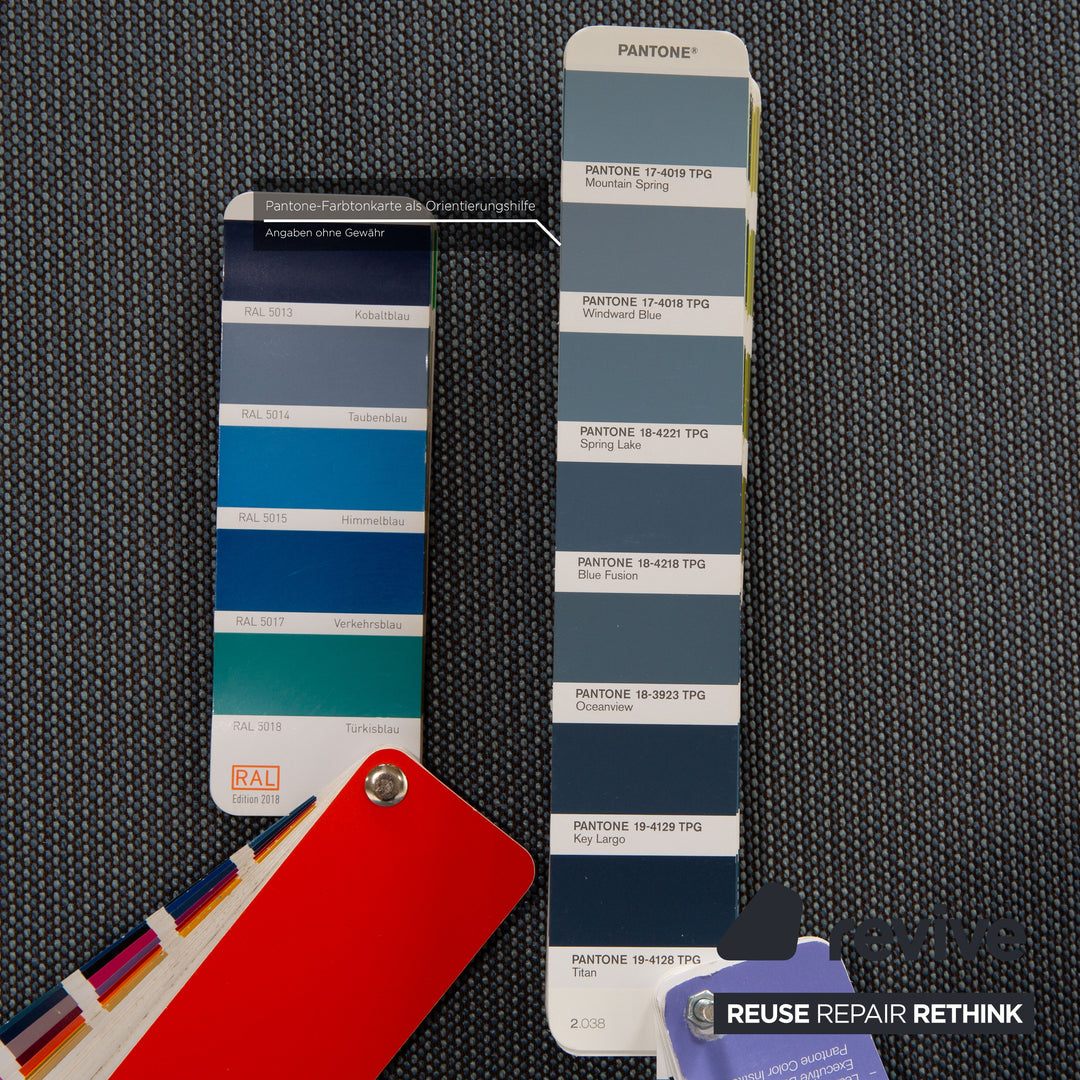 Willi Schillig Taoo Stoff Sofa Garnitur Blau Ecksofa Hocker Recamiere Rechts manuelle Funktion