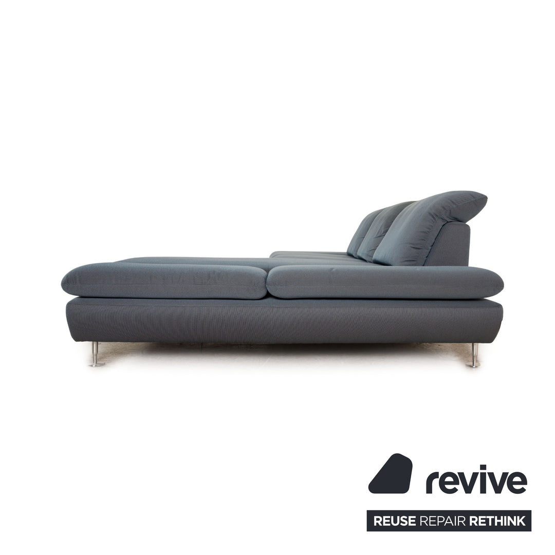 Willi Schillig Taoo Stoff Sofa Garnitur Blau Ecksofa Hocker Recamiere Rechts manuelle Funktion