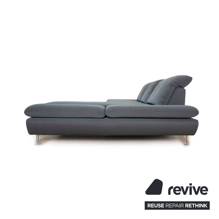 Willi Schillig Taoo Stoff Sofa Garnitur Blau Ecksofa Hocker Recamiere Rechts manuelle Funktion