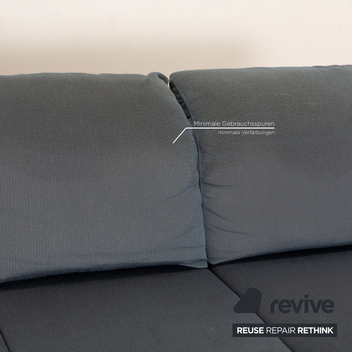 Willi Schillig Taoo Stoff Sofa Garnitur Blau Ecksofa Hocker Recamiere Rechts manuelle Funktion