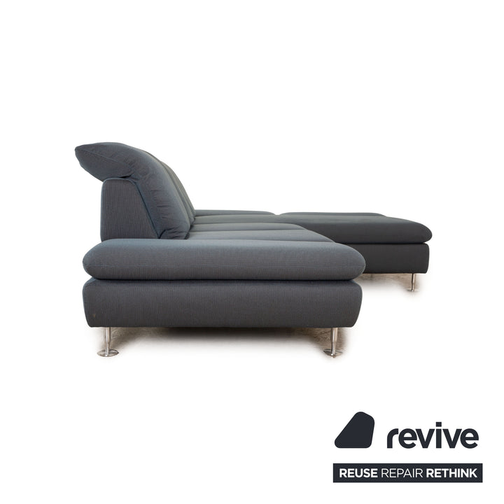 Willi Schillig Taoo Stoff Sofa Garnitur Blau Ecksofa Hocker Recamiere Rechts manuelle Funktion