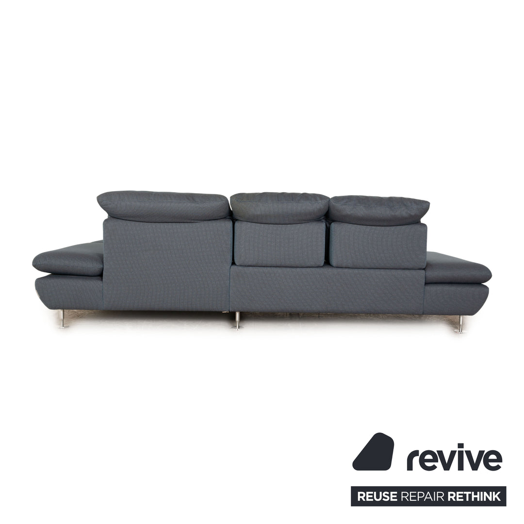 Willi Schillig Taoo Stoff Sofa Garnitur Blau Ecksofa Hocker Recamiere Rechts manuelle Funktion
