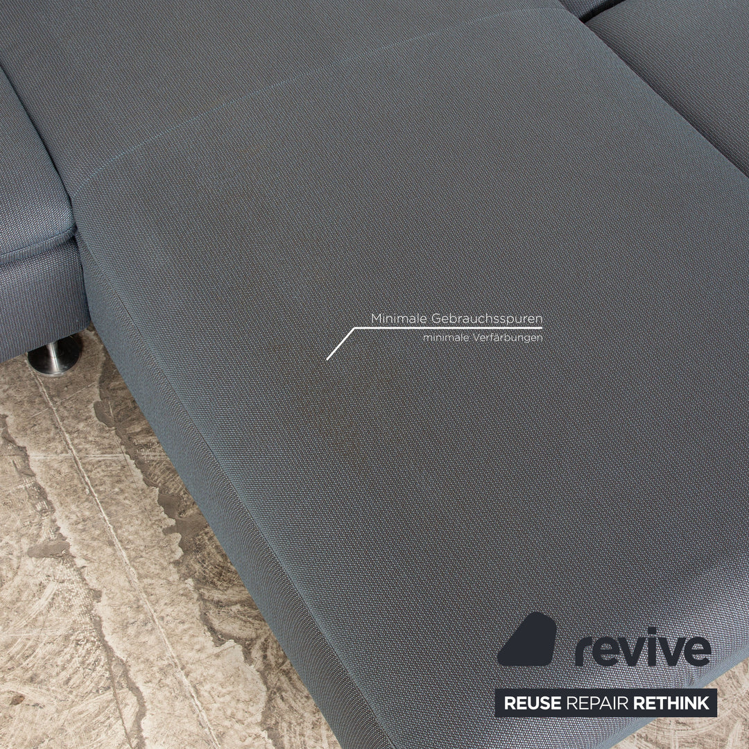 Willi Schillig Taoo Stoff Sofa Garnitur Blau Ecksofa Hocker Recamiere Rechts manuelle Funktion