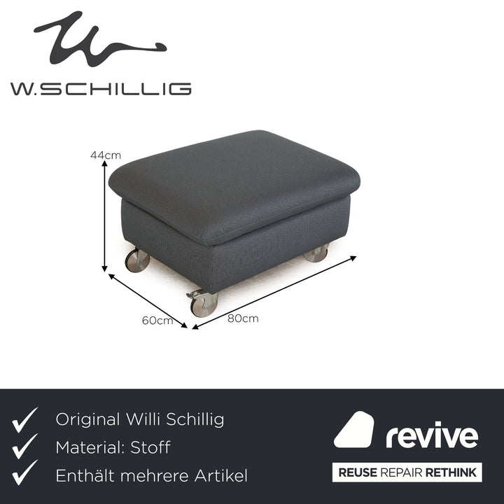 Willi Schillig Taoo Stoff Sofa Garnitur Blau Ecksofa Hocker Recamiere Rechts manuelle Funktion