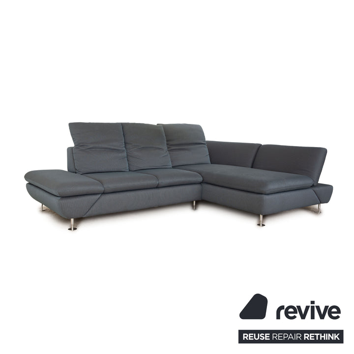 Willi Schillig Taoo Stoff Sofa Garnitur Blau Ecksofa Hocker Recamiere Rechts manuelle Funktion