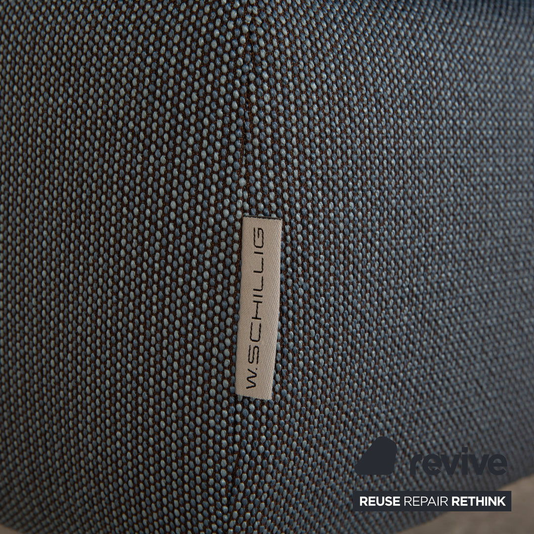 Willi Schillig Taoo Stoff Sofa Garnitur Blau Ecksofa Hocker Recamiere Rechts manuelle Funktion