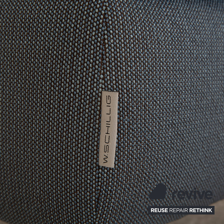 Willi Schillig Taoo Stoff Sofa Garnitur Blau Ecksofa Hocker Recamiere Rechts manuelle Funktion