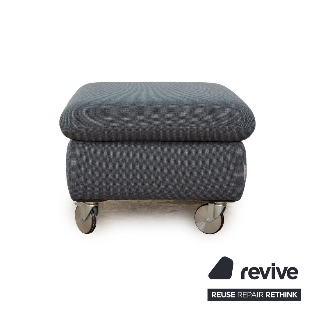 Willi Schillig Taoo Stoff Sofa Garnitur Blau Ecksofa Hocker Recamiere Rechts manuelle Funktion