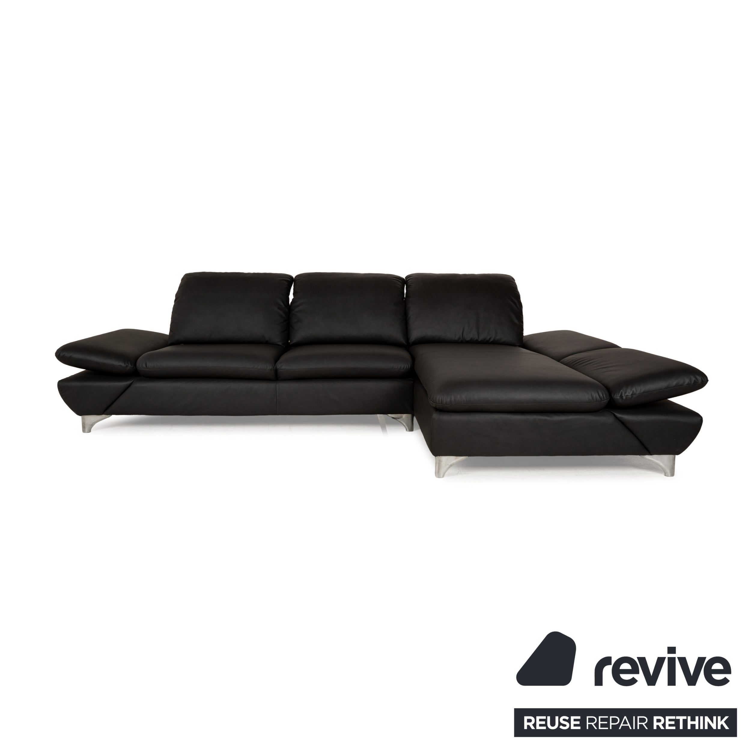 Willi Schillig Taoo veganes Leder Ecksofa Anthrazit Dunkelgrau manuelle Funktion Sofa Couch Neubezug