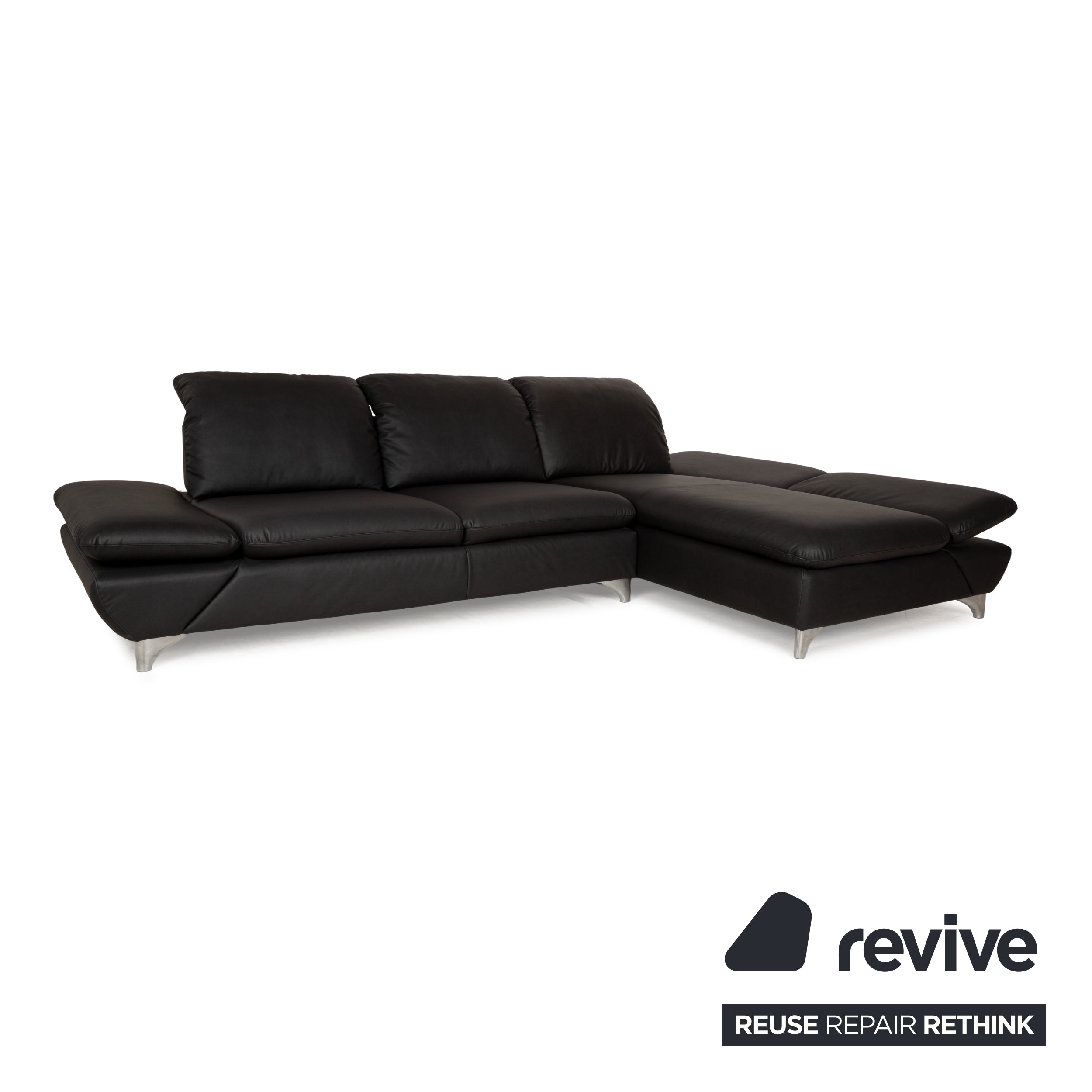 Willi Schillig Taoo veganes Leder Ecksofa Anthrazit Dunkelgrau manuelle Funktion Sofa Couch Neubezug