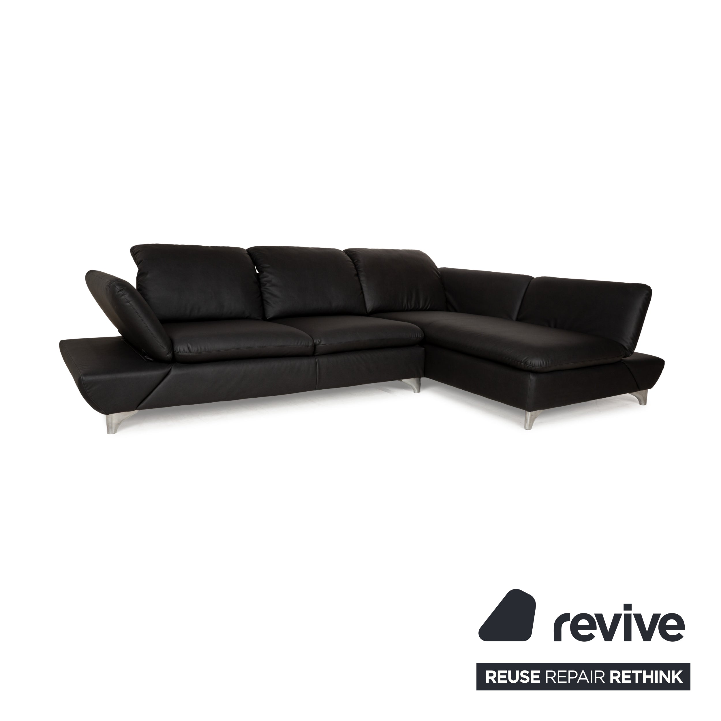 Willi Schillig Taoo veganes Leder Ecksofa Anthrazit Dunkelgrau manuelle Funktion Sofa Couch Neubezug