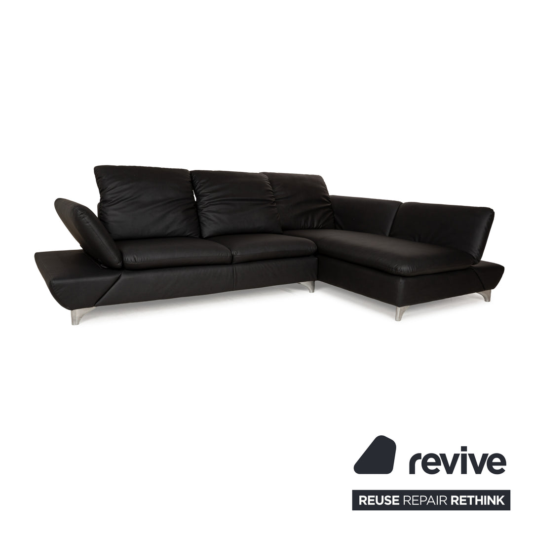 Willi Schillig Taoo veganes Leder Ecksofa Anthrazit Dunkelgrau manuelle Funktion Sofa Couch Neubezug