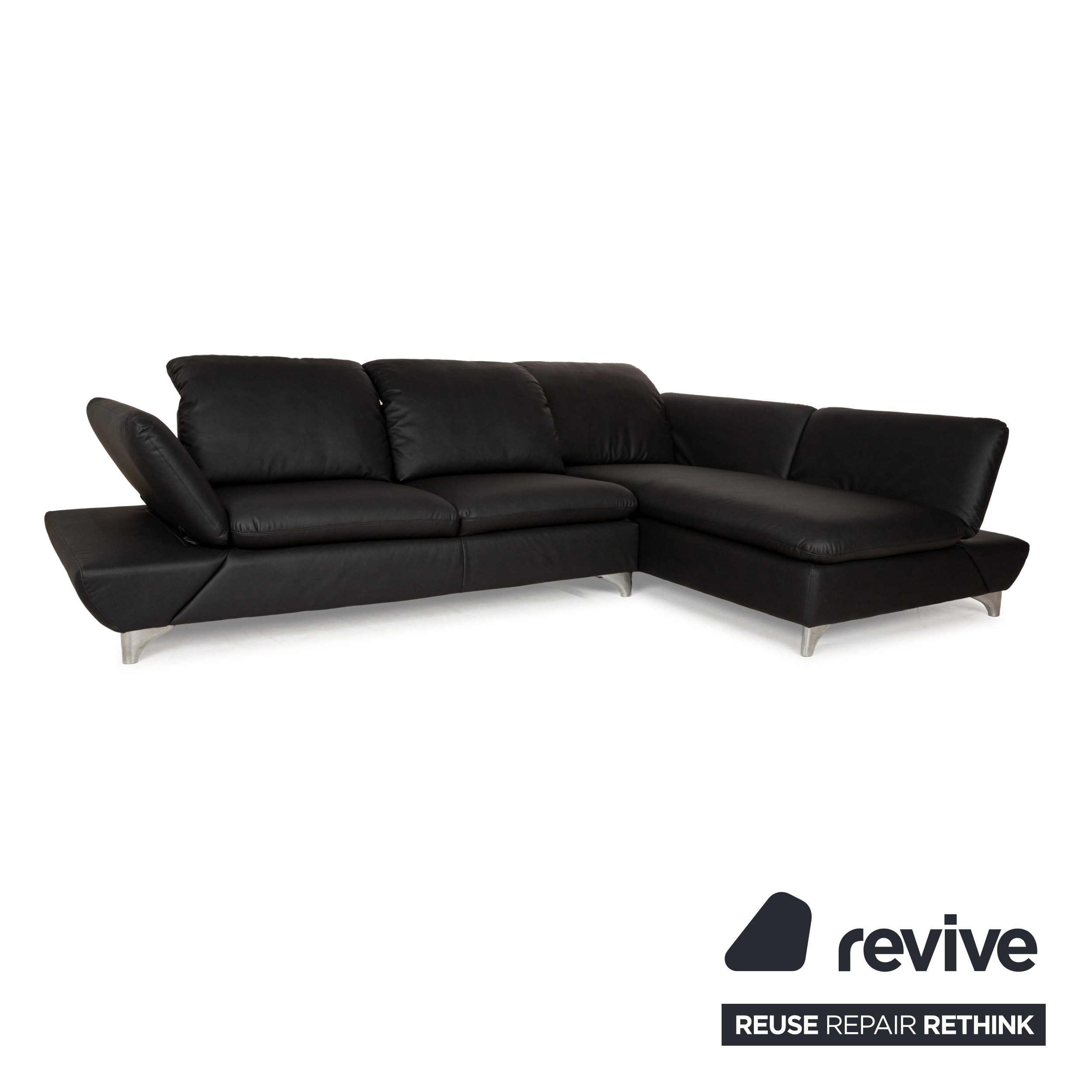 Willi Schillig Taoo veganes Leder Ecksofa Anthrazit Dunkelgrau manuelle Funktion Sofa Couch Neubezug