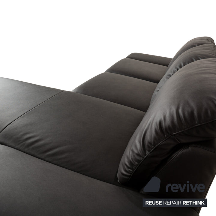 Willi Schillig Taoo veganes Leder Ecksofa Anthrazit Dunkelgrau manuelle Funktion Sofa Couch Neubezug