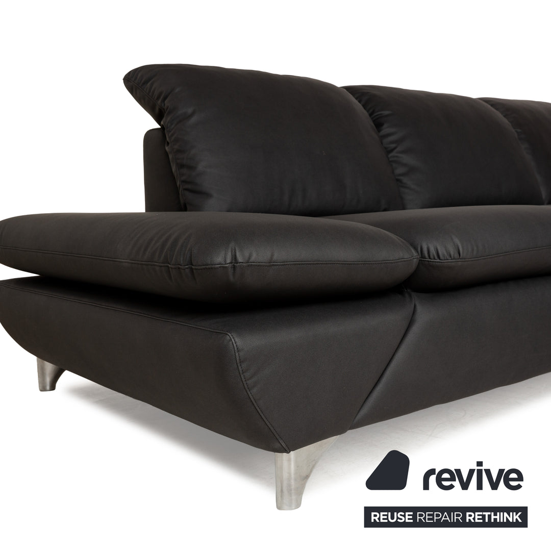 Willi Schillig Taoo veganes Leder Ecksofa Anthrazit Dunkelgrau manuelle Funktion Sofa Couch Neubezug