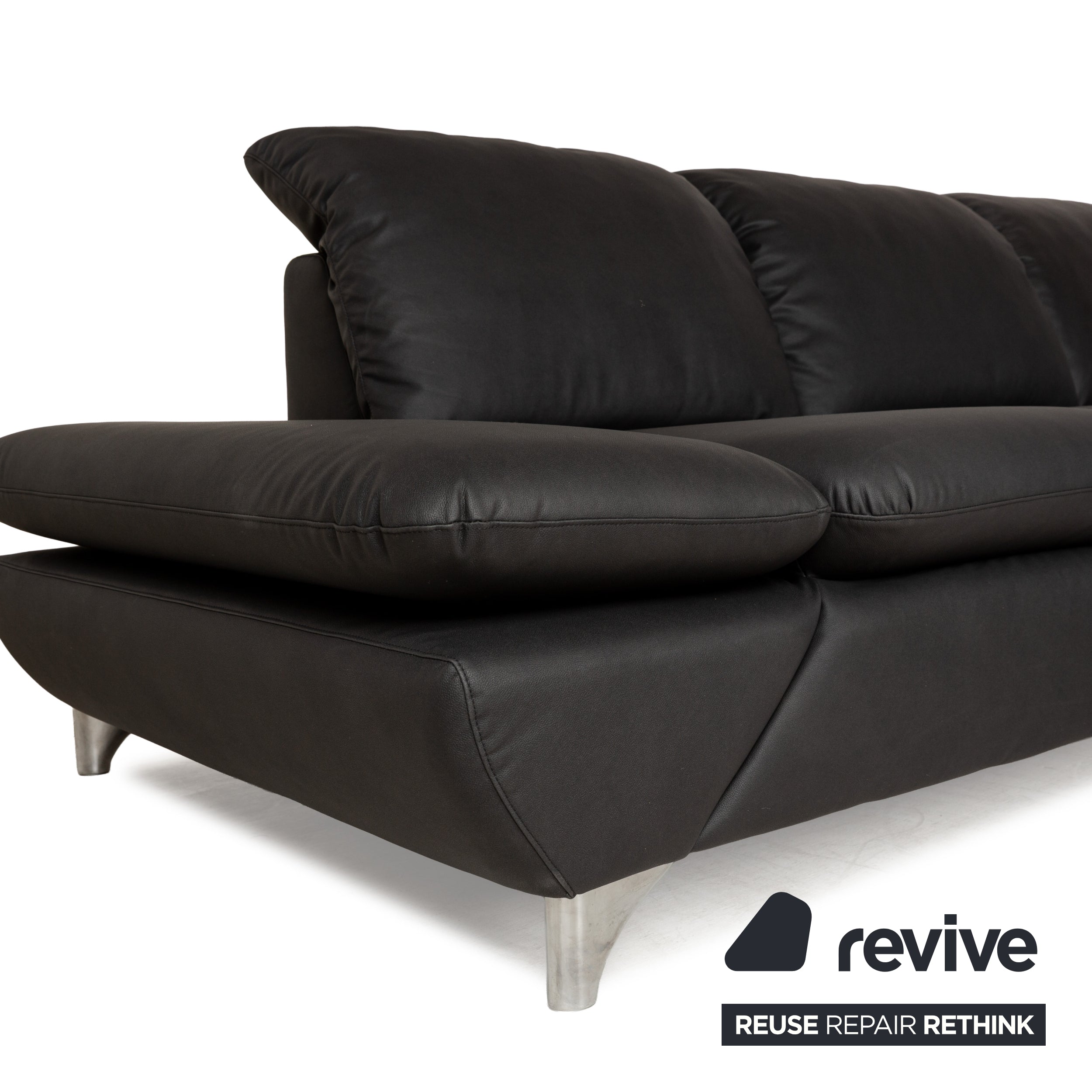 Willi Schillig Taoo veganes Leder Ecksofa Anthrazit Dunkelgrau manuelle Funktion Sofa Couch Neubezug