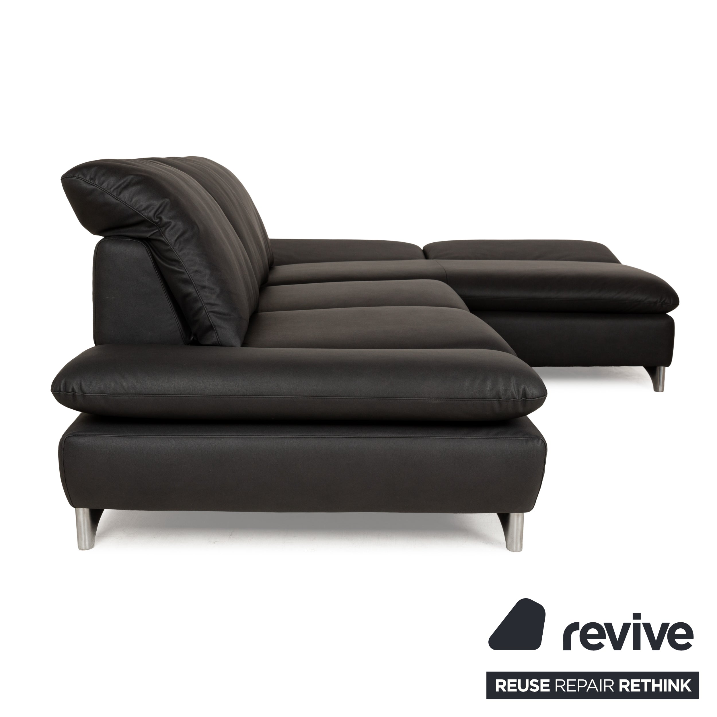 Willi Schillig Taoo veganes Leder Ecksofa Anthrazit Dunkelgrau manuelle Funktion Sofa Couch Neubezug