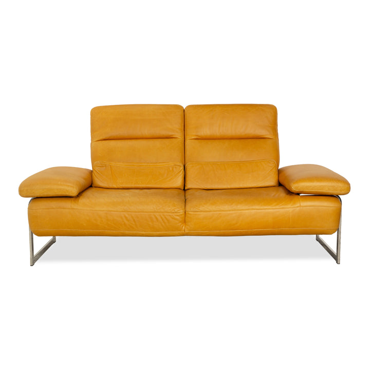 Willi Schillig Trovatoore leather two-seater yellow mustard manual function sofa couch