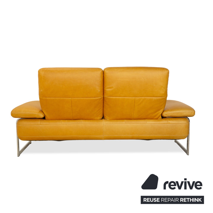 Willi Schillig Trovatoore leather two-seater yellow mustard manual function sofa couch
