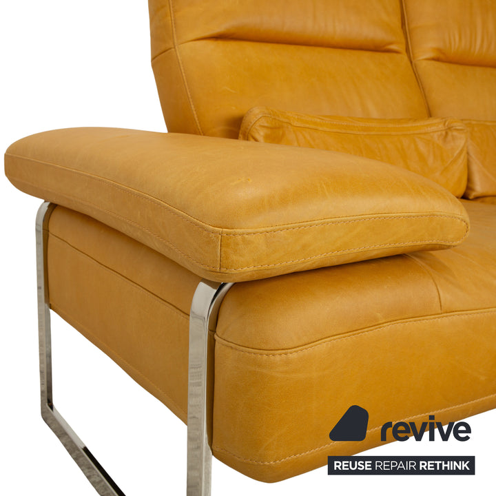 Willi Schillig Trovatoore leather two-seater yellow mustard manual function sofa couch