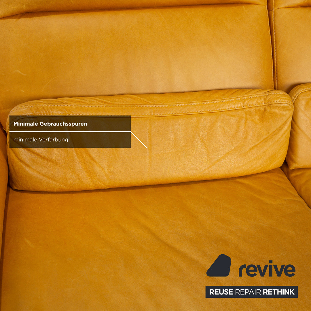 Willi Schillig Trovatoore Leder Zweisitzer Gelb Senf manuelle Funktion Sofa Couch